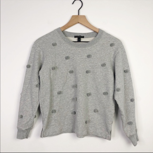J. Crew Sweaters - J. Crew Gray Pom Pom Crewneck Cotton Sweatshirt